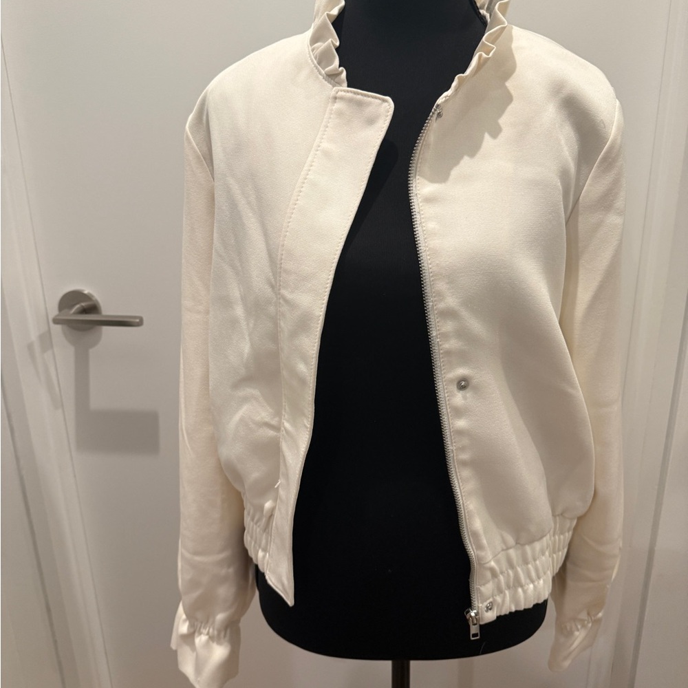 Elegant White Women's Bomber Jacket